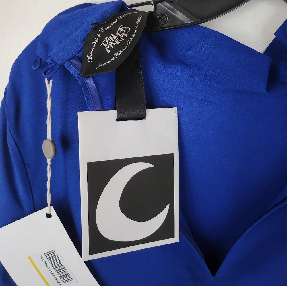 Gina Cobalt Crepe Mini Dress - Picture 2 of 11